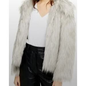 Topshop Murphy Tipped Faux FOX Fur Coat SZ S